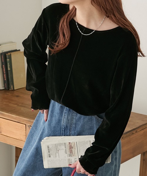 BONLECILL(ボンルシール)の「ベロアチュールメローインナー/プルオーバー(Tシャツ/カットソー・レディース・アイボリー/モカ/ブラック/ピンク/ライトグレー/カーキ/ネイビー/チャコールグレー・FREE)」の18枚目の写真