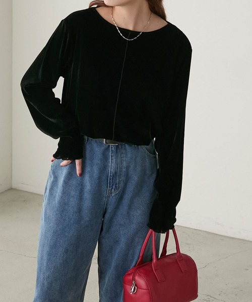 BONLECILL(ボンルシール)の「ベロアチュールメローインナー/プルオーバー(Tシャツ/カットソー・レディース・アイボリー/モカ/ブラック/ピンク/ライトグレー/カーキ/ネイビー/チャコールグレー・FREE)」の19枚目の写真