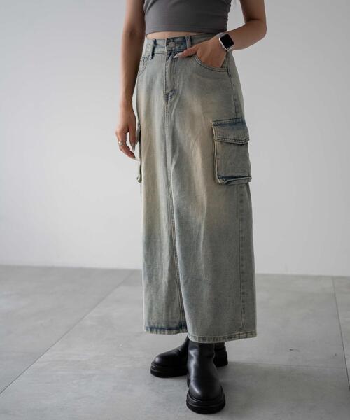 dispark（ディスパーク）の「DISPARK/カーゴデニムスカート（デニムスカート・レディース・ライトインディゴブルー/インディゴブルー・FREE）」の2枚目の写真