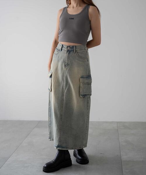 dispark（ディスパーク）の「DISPARK/カーゴデニムスカート（デニムスカート・レディース・ライトインディゴブルー/インディゴブルー・FREE）」の4枚目の写真
