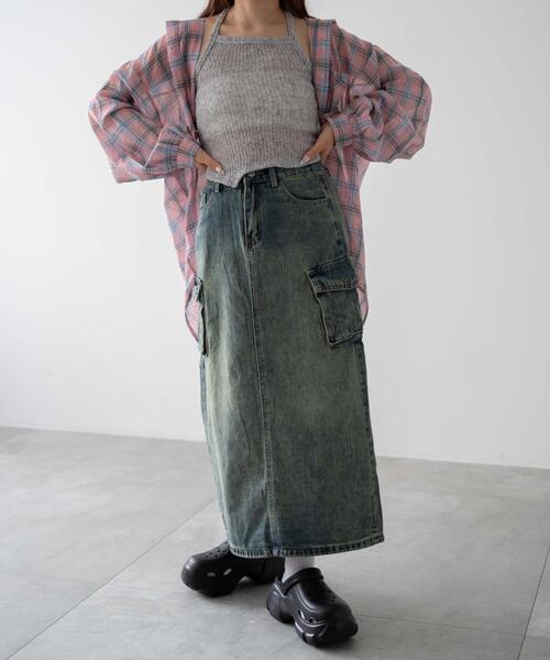 dispark（ディスパーク）の「DISPARK/カーゴデニムスカート（デニムスカート・レディース・ライトインディゴブルー/インディゴブルー・FREE）」の3枚目の写真