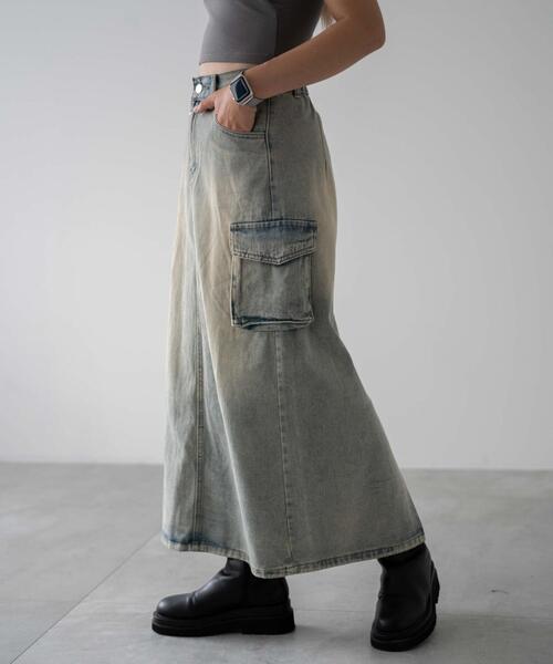 dispark（ディスパーク）の「DISPARK/カーゴデニムスカート（デニムスカート・レディース・ライトインディゴブルー/インディゴブルー・FREE）」の8枚目の写真