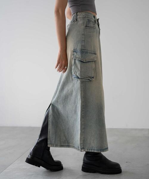 dispark（ディスパーク）の「DISPARK/カーゴデニムスカート（デニムスカート・レディース・ライトインディゴブルー/インディゴブルー・FREE）」の10枚目の写真