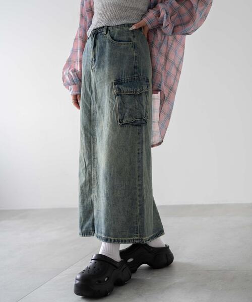 dispark（ディスパーク）の「DISPARK/カーゴデニムスカート（デニムスカート・レディース・ライトインディゴブルー/インディゴブルー・FREE）」の5枚目の写真
