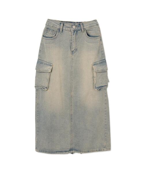 dispark（ディスパーク）の「DISPARK/カーゴデニムスカート（デニムスカート・レディース・ライトインディゴブルー/インディゴブルー・FREE）」の12枚目の写真