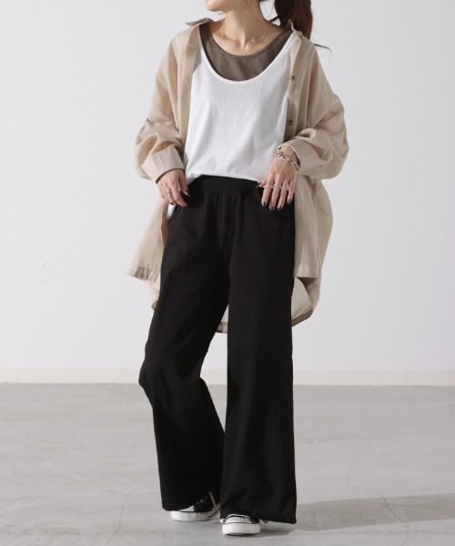 HUG.U(ハグユー)の「ワイドパンツ(チノパンツ・レディース・ネイビー/サンドベージュ/ダークグレー/ブラック/カーキ/アイボリー/ライトベージュ・M(レギュラー丈)/M(トール丈)/L(レギュラー丈)/L(トール丈)/2L(レギュラー丈)/2L(トール丈)/3L(レギュラー丈)/3L(トール丈))」の8枚目の写真