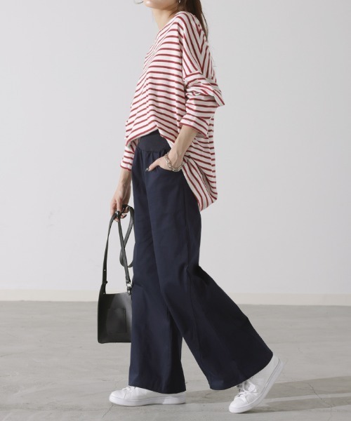 HUG.U(ハグユー)の「ワイドパンツ(チノパンツ・レディース・ネイビー/サンドベージュ/ダークグレー/ブラック/カーキ/アイボリー/ライトベージュ・M(レギュラー丈)/M(トール丈)/L(レギュラー丈)/L(トール丈)/2L(レギュラー丈)/2L(トール丈)/3L(レギュラー丈)/3L(トール丈))」の15枚目の写真