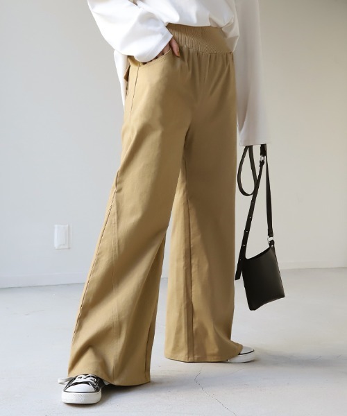 HUG.U(ハグユー)の「ワイドパンツ(チノパンツ・レディース・ネイビー/サンドベージュ/ダークグレー/ブラック/カーキ/アイボリー/ライトベージュ・M(レギュラー丈)/M(トール丈)/L(レギュラー丈)/L(トール丈)/2L(レギュラー丈)/2L(トール丈)/3L(レギュラー丈)/3L(トール丈))」の18枚目の写真