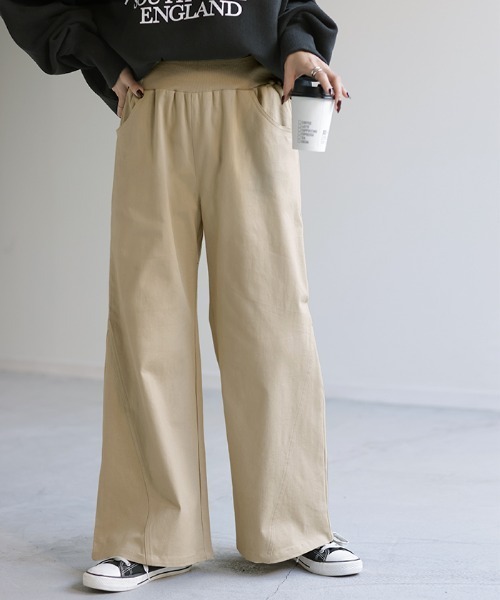 HUG.U(ハグユー)の「ワイドパンツ(チノパンツ・レディース・ネイビー/サンドベージュ/ダークグレー/ブラック/カーキ/アイボリー/ライトベージュ・M(レギュラー丈)/M(トール丈)/L(レギュラー丈)/L(トール丈)/2L(レギュラー丈)/2L(トール丈)/3L(レギュラー丈)/3L(トール丈))」の21枚目の写真