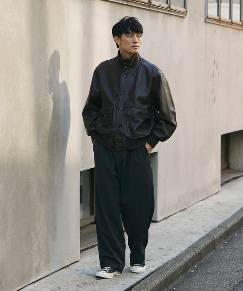 SKOOKUM(スクーカム)の「SKOOKUM / スクーカム 別注 A-1 バルスタージャケット(ライダースジャケット・メンズ・ブラック/ブラウン・MEDIUM/LARGE)」の9枚目の写真