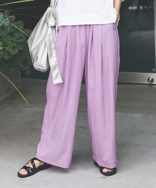 studio CLIP（スタディオクリップ）の「【みんなのリクエスト×佐藤かなさんコラボ】多機能ギャザーワイドパンツ[プチ・プラスサイズあり]（その他パンツ・レディース・ラベンダー/ブラウン/ブラック・LARGE/PF/ﾌﾘｰ(L)/MEDIUM）」の3枚目の写真