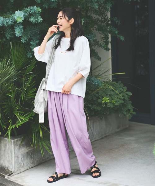 studio CLIP（スタディオクリップ）の「【みんなのリクエスト×佐藤かなさんコラボ】多機能ギャザーワイドパンツ[プチ・プラスサイズあり]（その他パンツ・レディース・ラベンダー/ブラウン/ブラック・LARGE/PF/ﾌﾘｰ(L)/MEDIUM）」の20枚目の写真