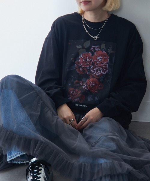 THE FINAL VIEW(ザファイナルビュー)の「【THE FINAL VIEW】フラワーフォトプリント ロンTEE(Tシャツ/カットソー・レディース・ホワイト系その他2/ブラック系その他3/ブラック系その他2/ブラック/ホワイト/ホワイト系その他3・FREE)」の5枚目の写真