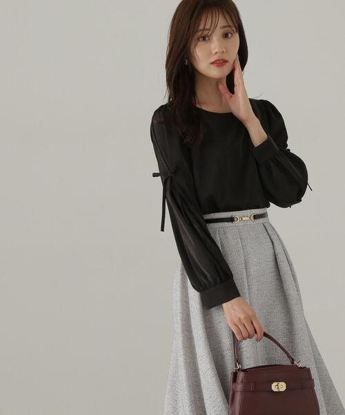 PROPORTION BODY DRESSING（プロポーションボディドレッシング）の「タックリボンスリーブブラウス / 1214210908（シャツ/ブラウス・レディース・ホワイト系その他/ブラック/ベージュ・MEDIUM/SMALL）」の9枚目の写真