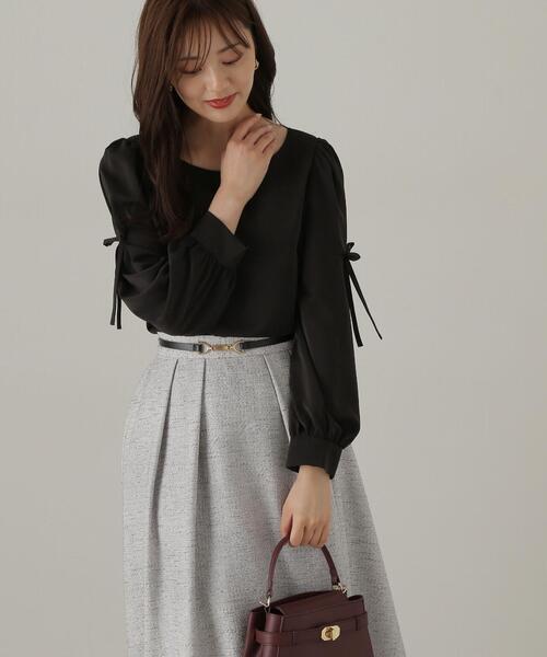 PROPORTION BODY DRESSING（プロポーションボディドレッシング）の「タックリボンスリーブブラウス / 1214210908（シャツ/ブラウス・レディース・ホワイト系その他/ブラック/ベージュ・MEDIUM/SMALL）」の5枚目の写真