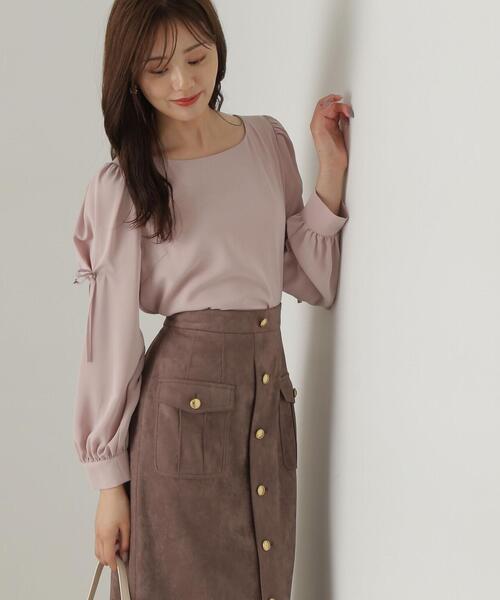 PROPORTION BODY DRESSING（プロポーションボディドレッシング）の「タックリボンスリーブブラウス / 1214210908（シャツ/ブラウス・レディース・ホワイト系その他/ブラック/ベージュ・MEDIUM/SMALL）」の4枚目の写真