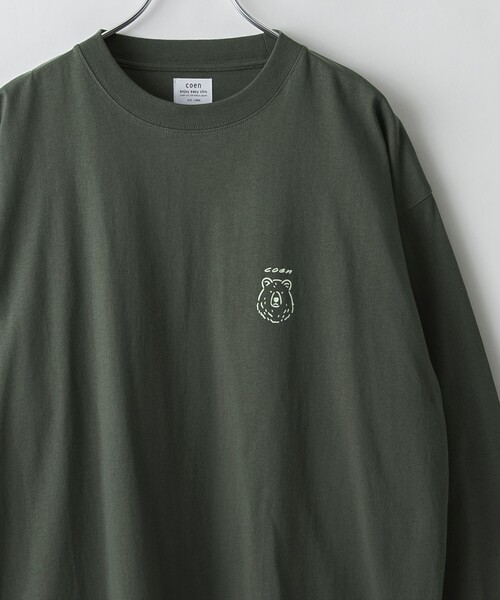 coen(コーエン)の「【WEB限定】RYO KANEYASU × コーエンベアプリントロングスリーブTシャツ(Tシャツ/カットソー・メンズ・ホワイト/ベージュ/ネイビー/ダークグレー・M/L/XL/S)」の3枚目の写真