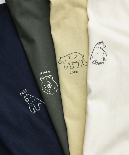 coen(コーエン)の「【WEB限定】RYO KANEYASU × コーエンベアプリントロングスリーブTシャツ(Tシャツ/カットソー・メンズ・ホワイト/ベージュ/ネイビー/ダークグレー・M/L/XL/S)」の5枚目の写真