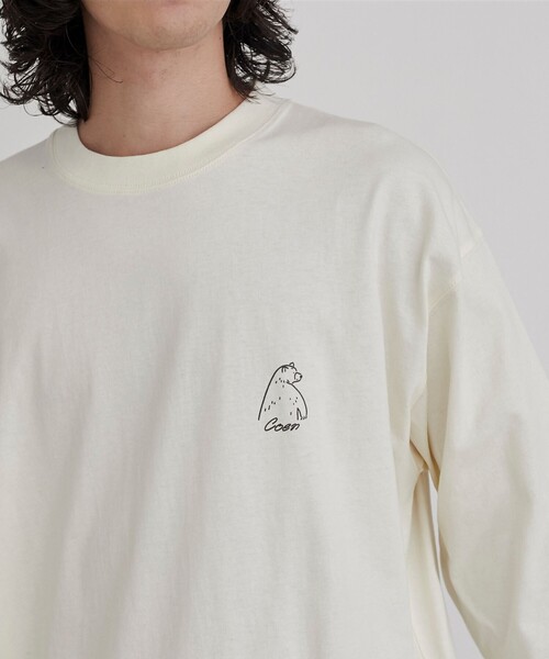 coen(コーエン)の「【WEB限定】RYO KANEYASU × コーエンベアプリントロングスリーブTシャツ(Tシャツ/カットソー・メンズ・ホワイト/ベージュ/ネイビー/ダークグレー・M/L/XL/S)」の7枚目の写真