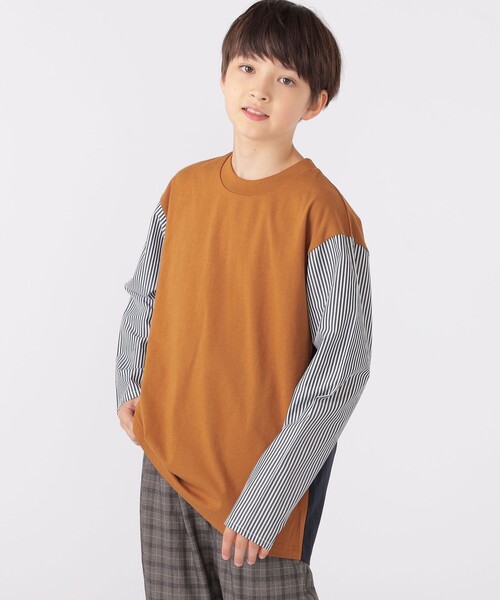 【セール】SHIPS KIDS:140～160cm / パターン 切替 長袖 TEE（Tシャツ/カットソー）｜SHIPS（シップス）