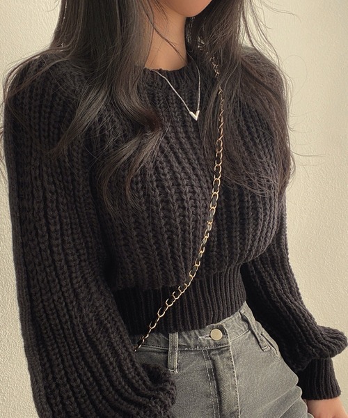 Nia(ニア)の「Nia(ニア)/ルーズショートニット(ニット/セーター・レディース・ピンク/ブラウン/ホワイト/ブラック・FREE)」の10枚目の写真