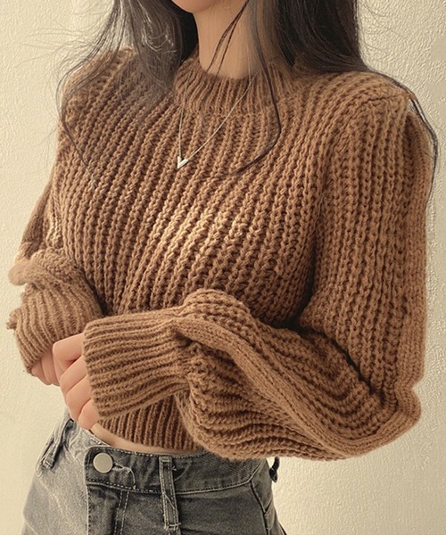 Nia(ニア)の「Nia(ニア)/ルーズショートニット(ニット/セーター・レディース・ピンク/ブラウン/ホワイト/ブラック・FREE)」の14枚目の写真