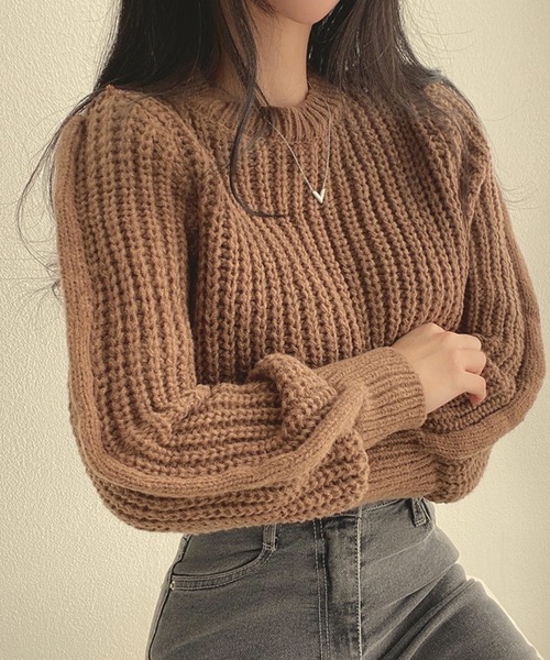 Nia(ニア)の「Nia(ニア)/ルーズショートニット(ニット/セーター・レディース・ピンク/ブラウン/ホワイト/ブラック・FREE)」の16枚目の写真