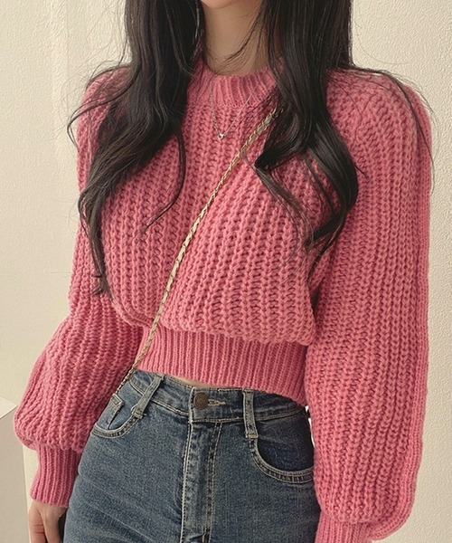 Nia(ニア)の「Nia(ニア)/ルーズショートニット(ニット/セーター・レディース・ピンク/ブラウン/ホワイト/ブラック・FREE)」の18枚目の写真