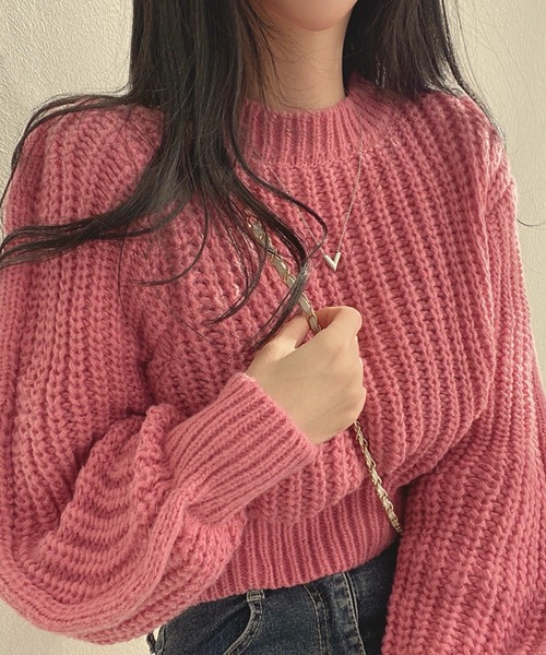 Nia(ニア)の「Nia(ニア)/ルーズショートニット(ニット/セーター・レディース・ピンク/ブラウン/ホワイト/ブラック・FREE)」の20枚目の写真