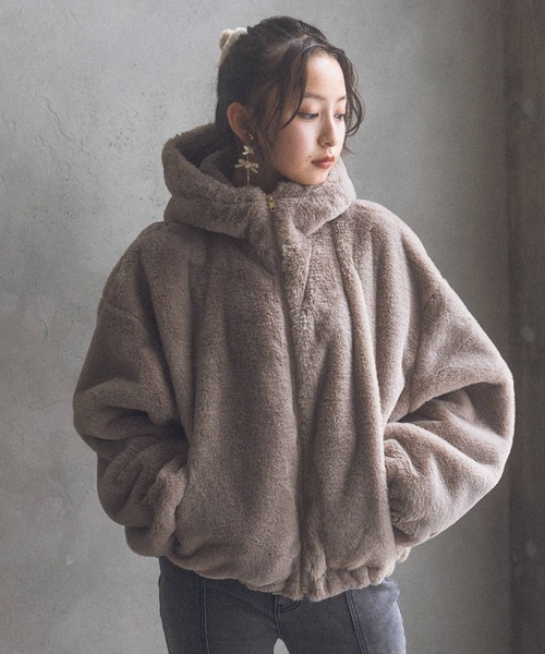 repipi armario（レピピ アルマリオ）の「【洗える！】モコモコファーフーディ（その他アウター・キッズ・モカ/チャコールグレー/アイボリー・SMALL/MEDIUM/LARGE）」の16枚目の写真