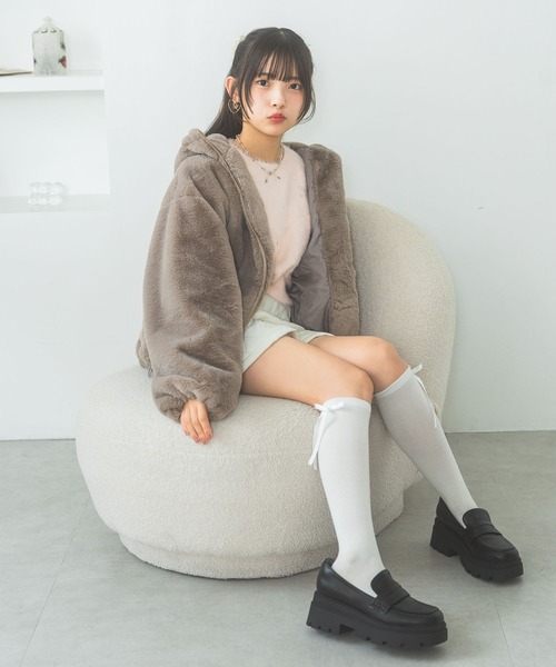 repipi armario（レピピ アルマリオ）の「【洗える！】モコモコファーフーディ（その他アウター・キッズ・モカ/チャコールグレー/アイボリー・SMALL/MEDIUM/LARGE）」の13枚目の写真