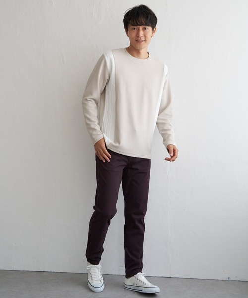 ikka(イッカ)の「フクレジャカード切り替えロンT(Tシャツ/カットソー・メンズ・オリーブ/ホワイト/ネイビー/ベージュ・M/L/XL/S)」の19枚目の写真