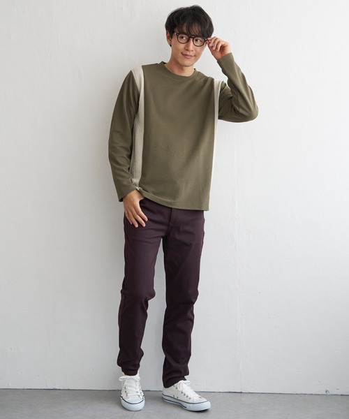 ikka(イッカ)の「フクレジャカード切り替えロンT(Tシャツ/カットソー・メンズ・オリーブ/ホワイト/ネイビー/ベージュ・M/L/XL/S)」の6枚目の写真