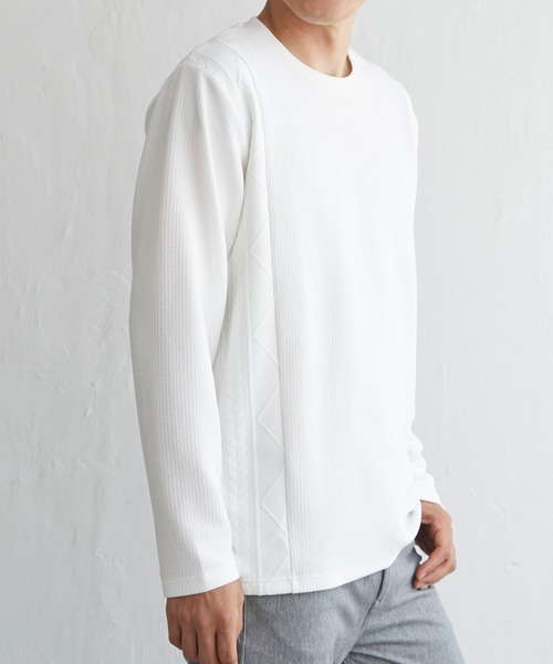 ikka(イッカ)の「フクレジャカード切り替えロンT(Tシャツ/カットソー・メンズ・オリーブ/ホワイト/ネイビー/ベージュ・M/L/XL/S)」の10枚目の写真