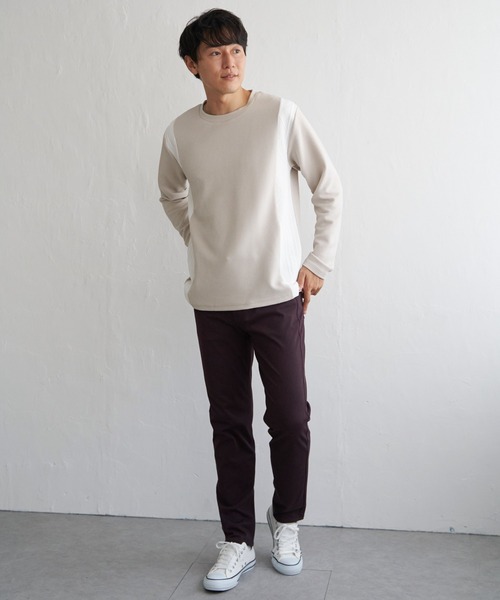 ikka(イッカ)の「フクレジャカード切り替えロンT(Tシャツ/カットソー・メンズ・オリーブ/ホワイト/ネイビー/ベージュ・M/L/XL/S)」の5枚目の写真