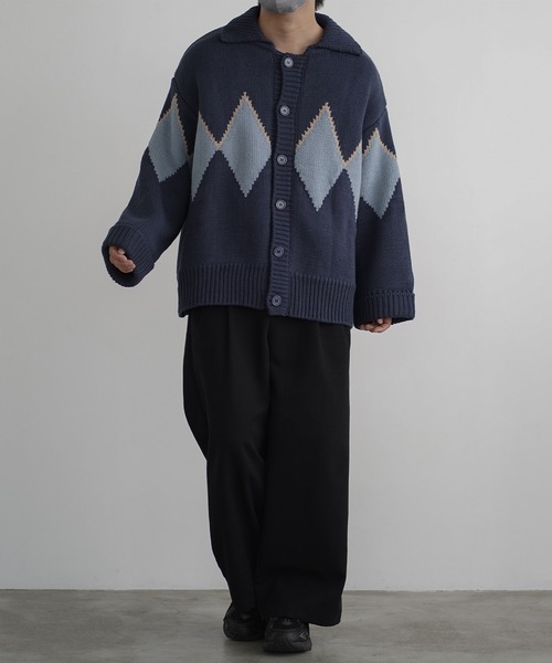 molk（モルク）の「【molk】アーガイル袖ロールアップカウチンニットカーディガン（カーディガン/ボレロ・メンズ・グリーン/ネイビー/ベージュ・XS/S/M）」の11枚目の写真