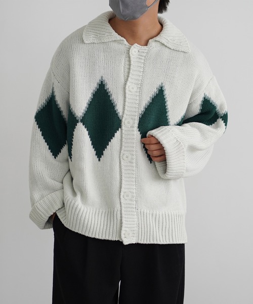molk（モルク）の「【molk】アーガイル袖ロールアップカウチンニットカーディガン（カーディガン/ボレロ・メンズ・グリーン/ネイビー/ベージュ・XS/S/M）」の18枚目の写真