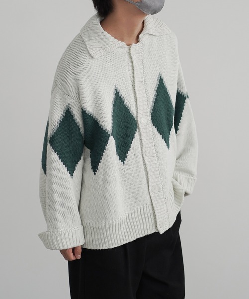 molk（モルク）の「【molk】アーガイル袖ロールアップカウチンニットカーディガン（カーディガン/ボレロ・メンズ・グリーン/ネイビー/ベージュ・XS/S/M）」の19枚目の写真