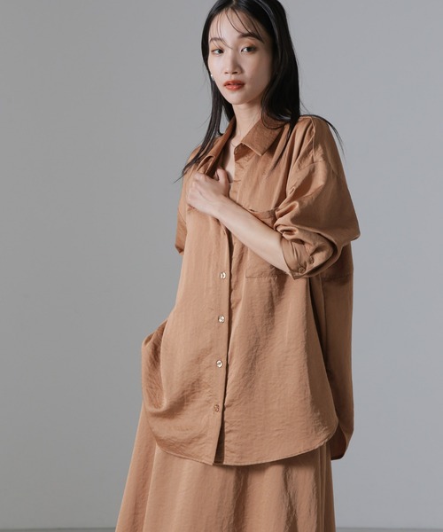 セール】ヴィンテージサテンスキッパーワイドシャツ