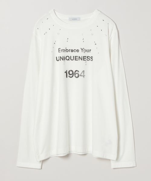 JEANASIS(ジーナシス)の「モダールスタッズロゴLS TEE/211043(Tシャツ/カットソー・レディース・ブラック/ホワイト・FREE)」の2枚目の写真