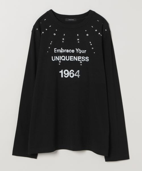 JEANASIS(ジーナシス)の「モダールスタッズロゴLS TEE/211043(Tシャツ/カットソー・レディース・ブラック/ホワイト・FREE)」の1枚目の写真