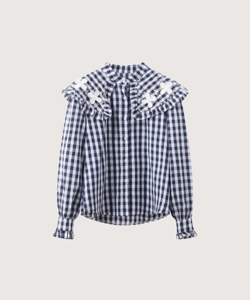 ドールカラーチェックブラウス Doll Collar Plaid Blouse（シャツ/ブラウス）｜LA POMME petit（ラポミ・プチ）