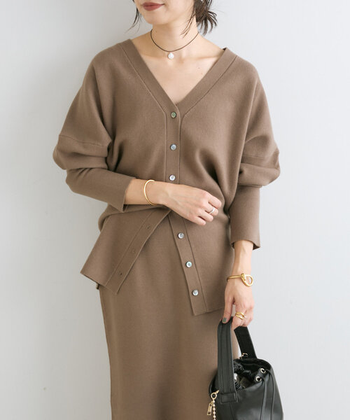 RIVE DROITE(リヴドロワ)の「【セットアップ対応】ルーズフィットソフトカーディガン(カーディガン/ボレロ・レディース・モカ/チャコールグレー・FREE)」の2枚目の写真