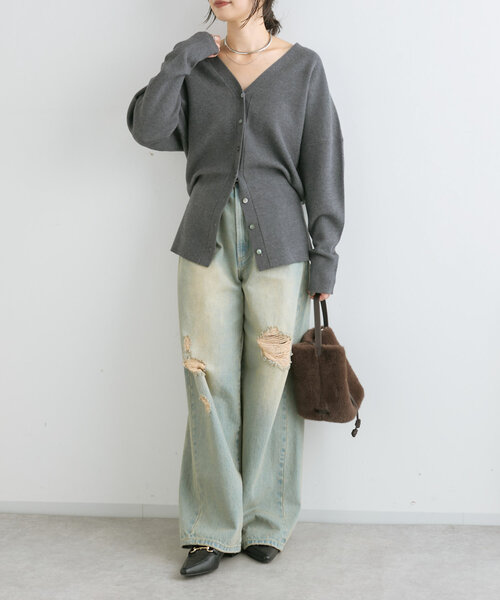 RIVE DROITE(リヴドロワ)の「【セットアップ対応】ルーズフィットソフトカーディガン(カーディガン/ボレロ・レディース・モカ/チャコールグレー・FREE)」の3枚目の写真