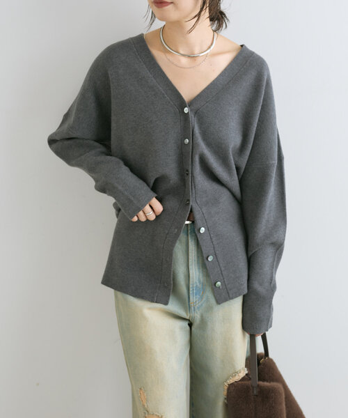 RIVE DROITE(リヴドロワ)の「【セットアップ対応】ルーズフィットソフトカーディガン(カーディガン/ボレロ・レディース・モカ/チャコールグレー・FREE)」の7枚目の写真