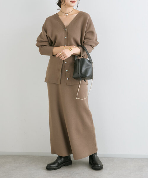 RIVE DROITE(リヴドロワ)の「【セットアップ対応】ルーズフィットソフトカーディガン(カーディガン/ボレロ・レディース・モカ/チャコールグレー・FREE)」の12枚目の写真