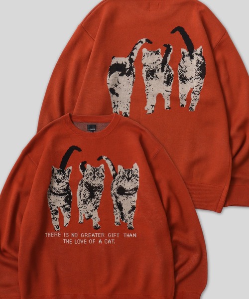 英字柄裏毛ニットの犬の服 セール】2025AW新柄 Cat ＆ Dog Jacquard Knit Pullover/猫＆犬