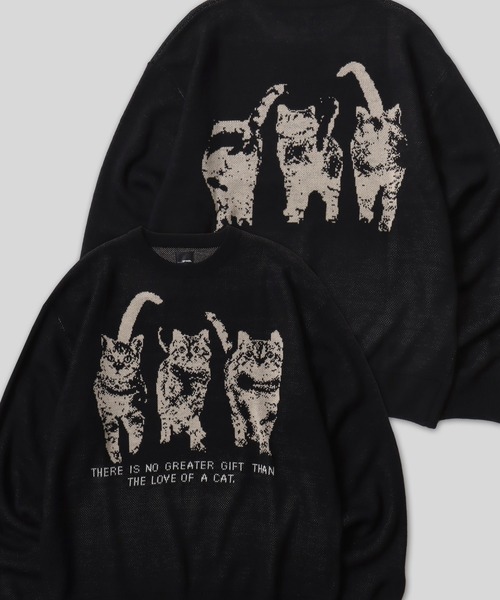 セール】2025AW新柄 Cat ＆ Dog Jacquard Knit Pullover/猫＆犬