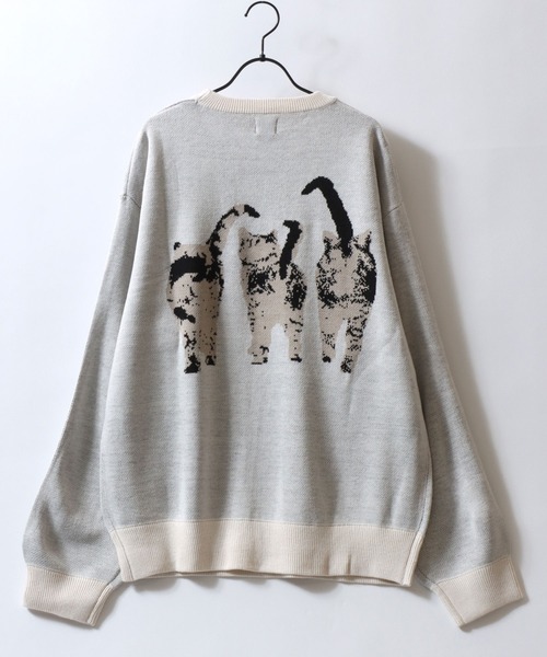 SITRY（シトリー）の「Cat ＆ Dog Jacquard Knit Pullover/猫＆犬 オーバーサイズ ジャガード ニット セーター（ニット/セーター・メンズ・アイボリー/スミクロ/ターコイズブルー/オレンジ/ホワイト系その他/オレンジ系その他/ブラック・M/L）」の17枚目の写真
