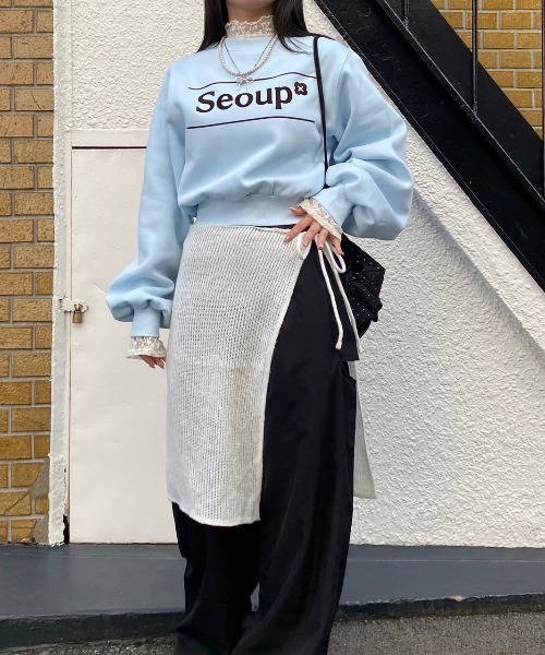 nemne store(ネンネストア)の「【Seoup】レイヤードシアーニットラップスカート(スカート・レディース・チャコール/アイボリー・フリー)」の16枚目の写真